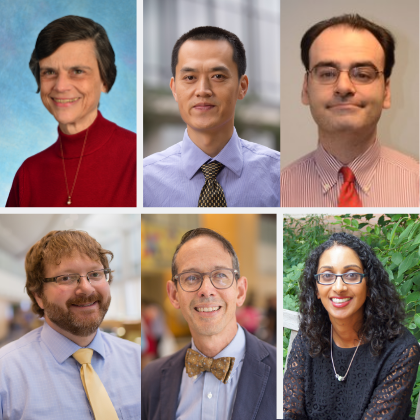 Top row (left to right): Claire Doerschuk, MD, Zibo Li, PhD, and Jorge Oldan, MD. Bottom row (left to right): Timothy Vece, MD, James Hagood, MD, and Neeta Vora, MD.
