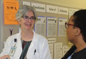 Sue Kirkman, MD, and Tenesha Medlin, RN, at the UNC Diabetes and Endocrinology Clinic at Meadowmont.