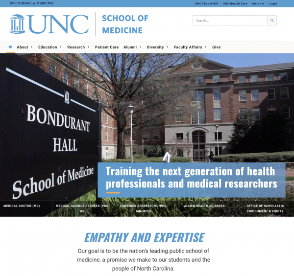 UNC School of Medicine homepage