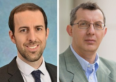 Left to right, Eben Lichtman, MD, and Gianpietro Dotti, MD, have identified a potential way to use CAR T-cells to target a subtype of acute myeloid leukemia.