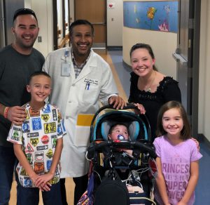 Leahy family with Dr. Mahesh Sharma, Chief of Congenital Cardiac Surgery and Co-Director of the NC Children's Heart Center.