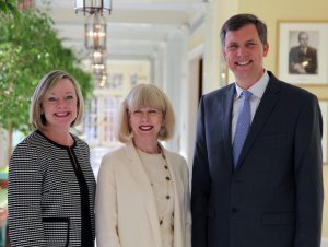 Joanne Ackerman (center) with Leslie Nelson, president of the Medical Foundation of North Carolina, and John Gilmore, MD, director of UNC Center for Excellence in Community Mental Health.