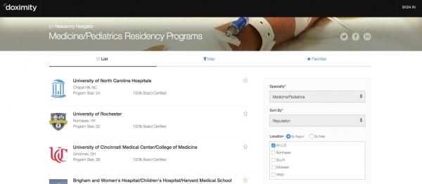 UNC's residency program in Medicine/Pediatrics was ranked No. 1 by reputation.